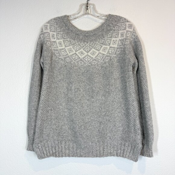 Marine Layer Fair Isle Sweater Gray Wool Blend Crew Neck Pullover Knit Medium - Picture 2 of 10